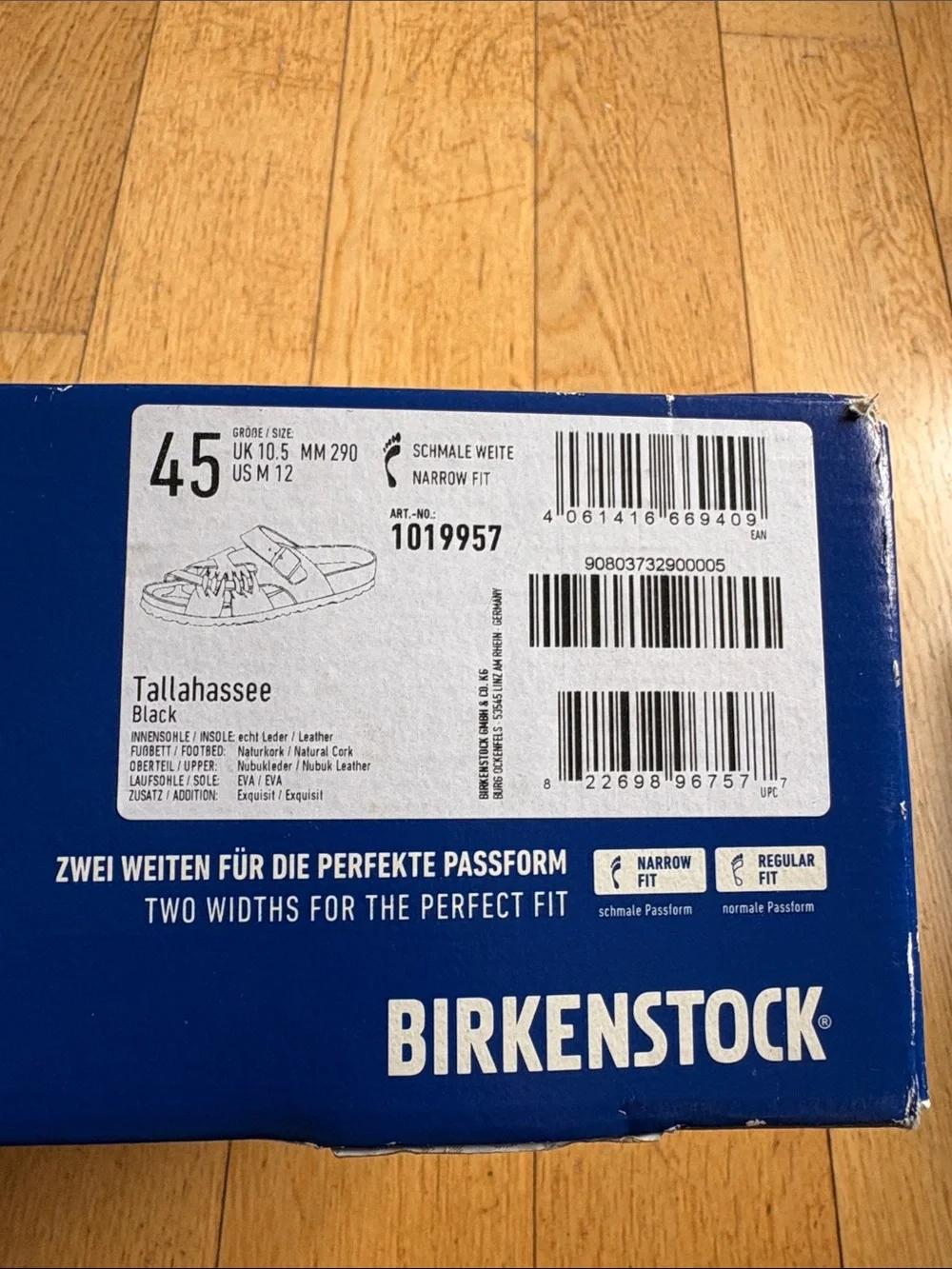 Birkenstock Tallahassee Black Leather Sandals size 45 Narrow